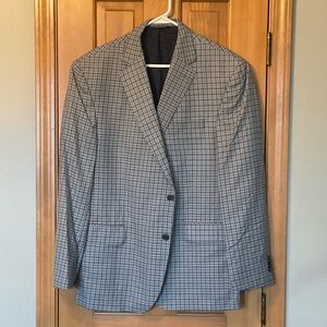 David Donahue Gray Checkered Blazer